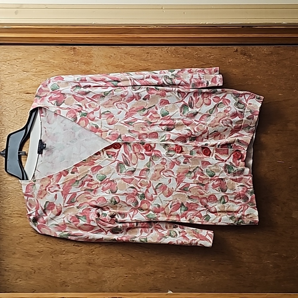 Talbots, pretty floral cardigan, size small